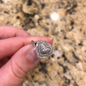 ⭐️SOLD⭐️Sterling Silver Diamond Heart Ring